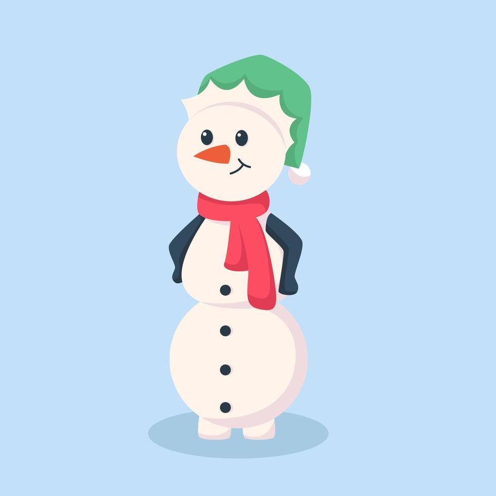 ilustración de diseño de personajes de navidad de muñeco de nieve vector