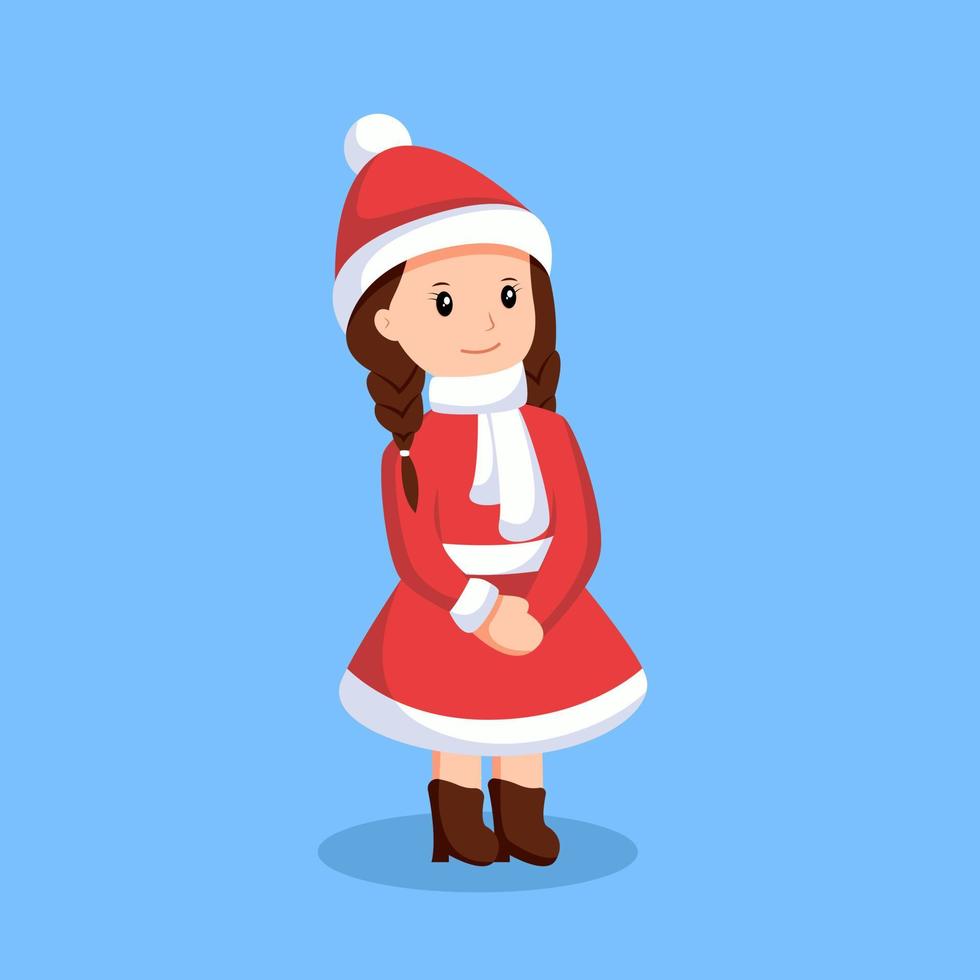 ilustración de diseño de personaje de niña linda de navidad vector