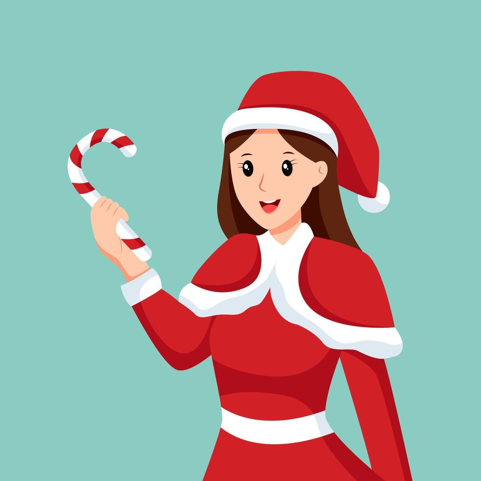 ilustración de diseño de personajes de navidad santa niña vector