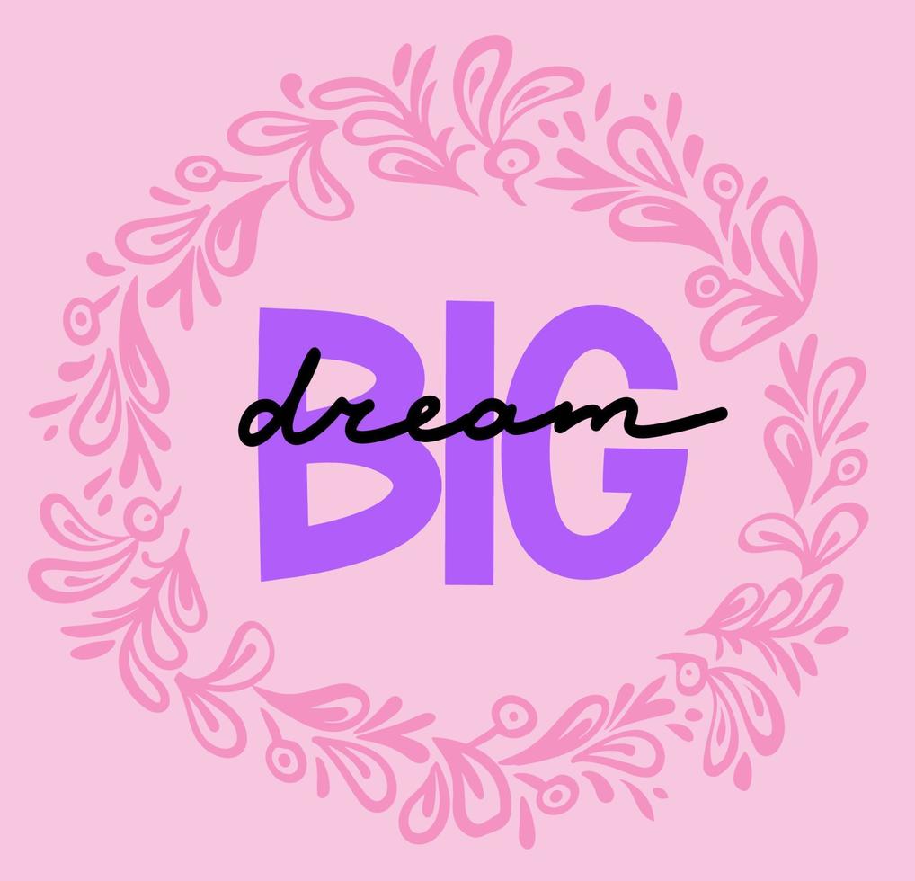 Vector illustration of hand drawn lettering quote Dream Big