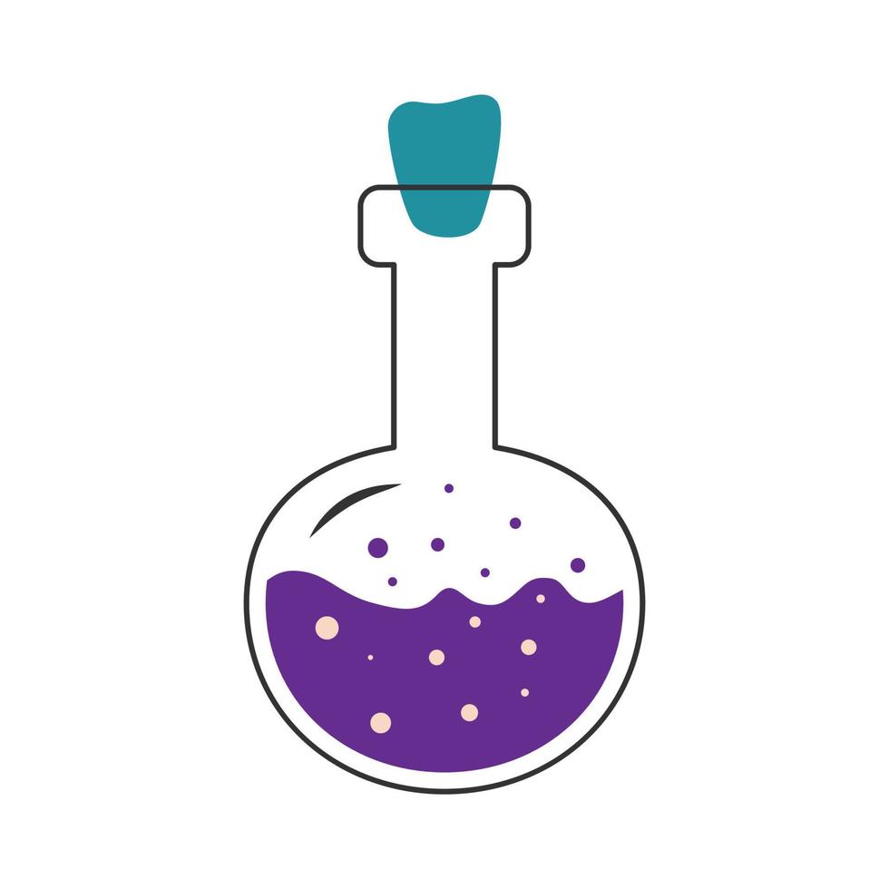 Flask with magic potion simple illustration. vector illustration