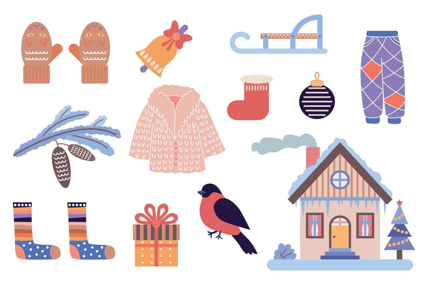 un conjunto de ilustraciones simples de invierno. ilustración vectorial vector