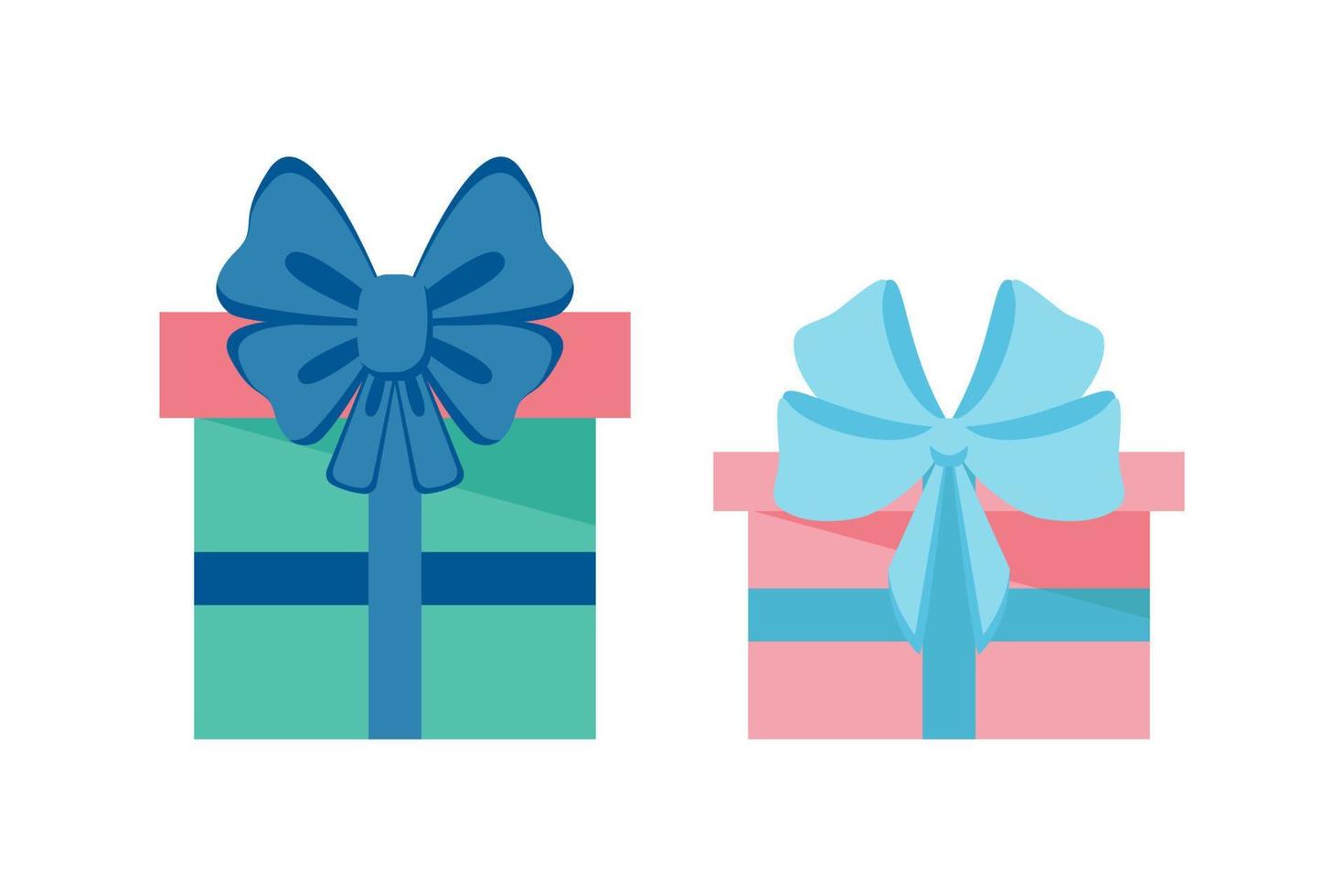 Set of two gift boxes with bows. vector illustration