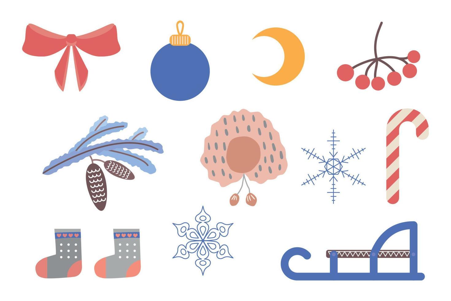 A set of simple winter illustrations. vector illustration