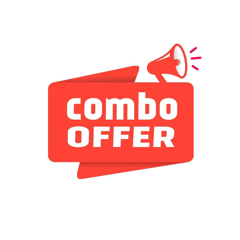Combo offer banner - megaphone icon. Flat style vector illustration design on white background.