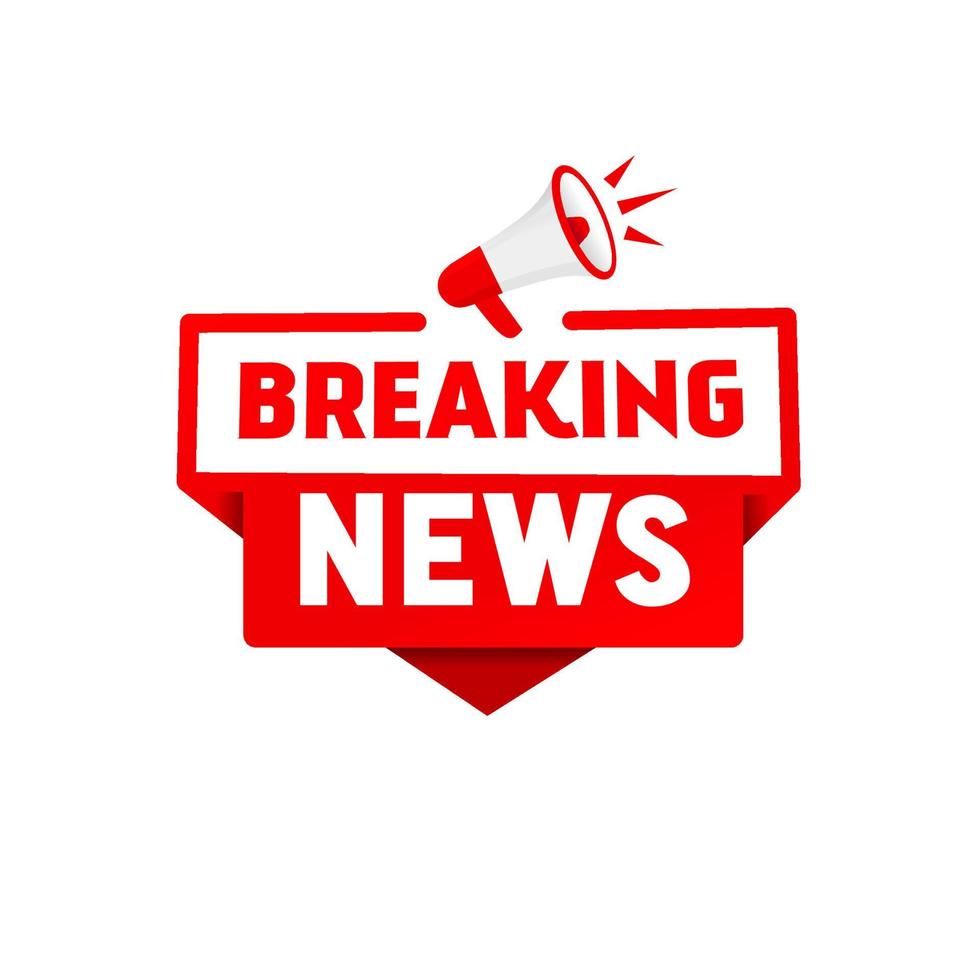 Vector illustration breaking news vector icon with megaphone. Flat style design template.