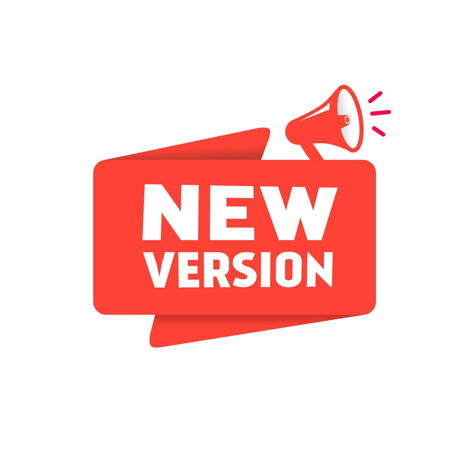 New version label, icon design with megaphone. Banner design element
