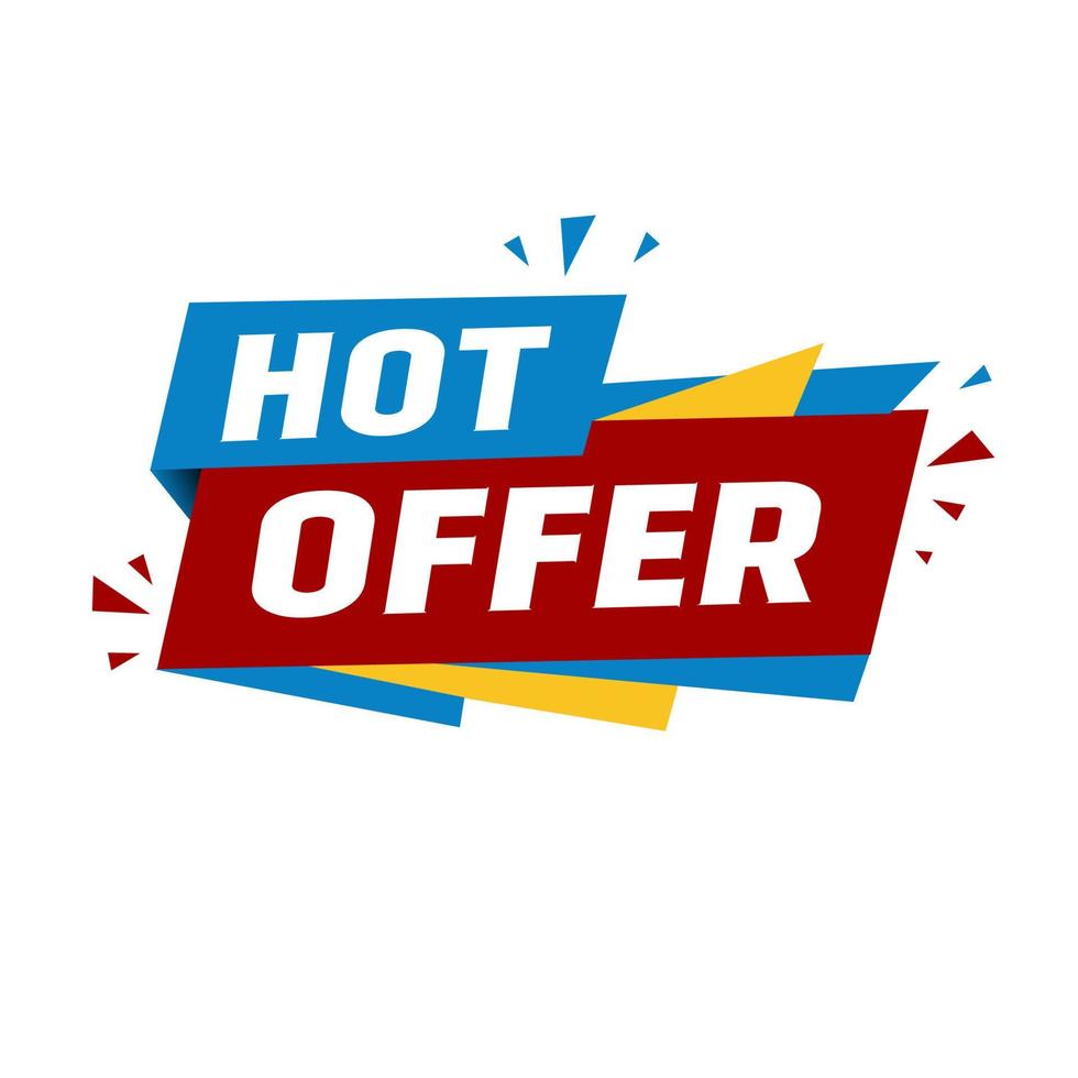 Hot offer banner, vector illustration. Flat design isolated on white background.