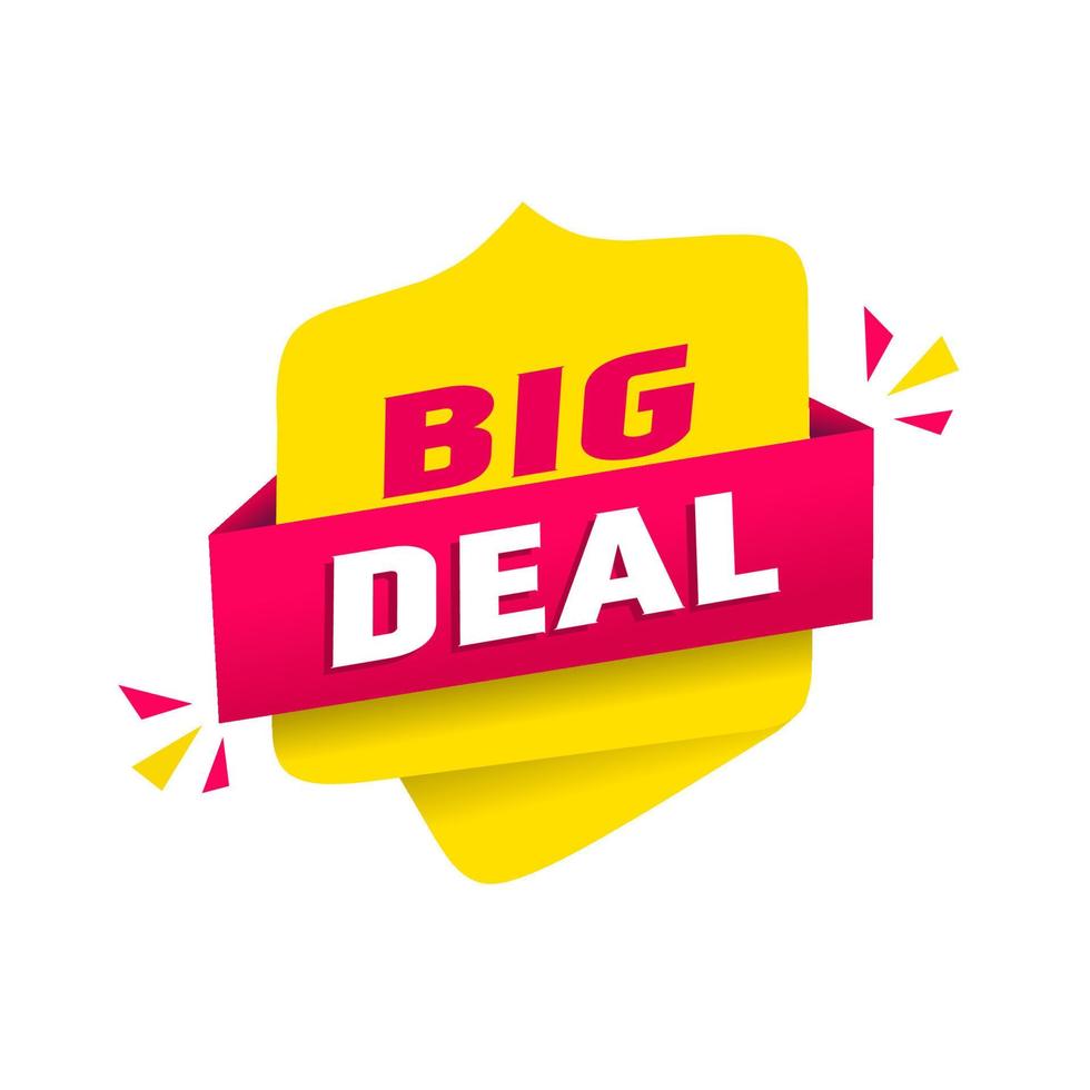 Big deal banner, design template. Sale label. Flat style vector illustration.