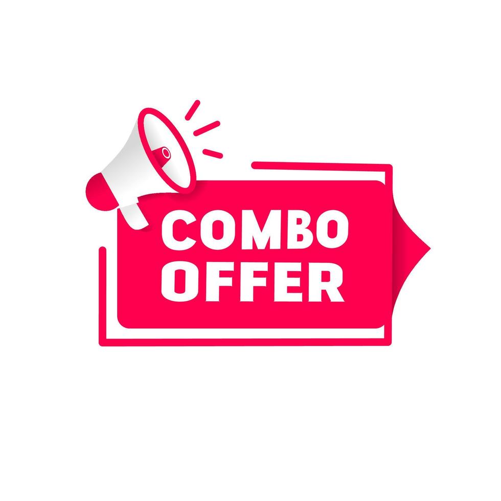 Combo offer banner - megaphone icon. Flat vector isolated on white background.