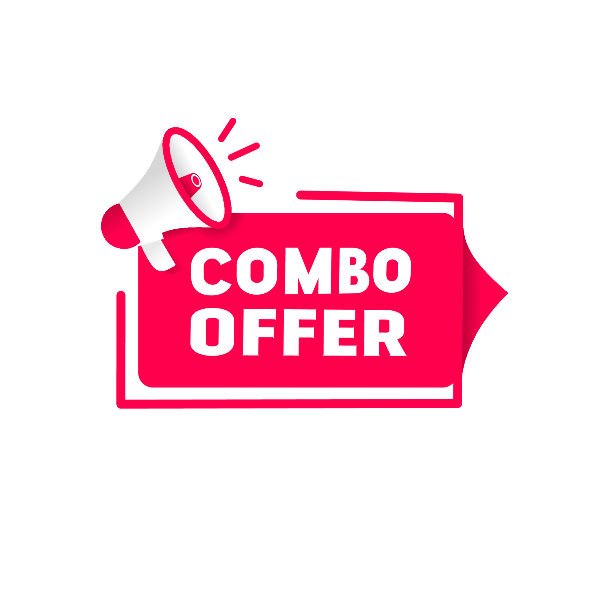 Combo offer banner megaphone icon. Flat vector isolated on white