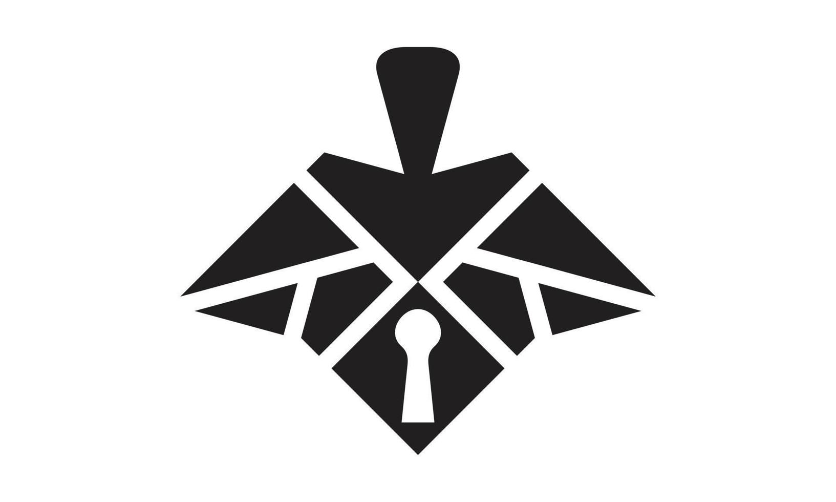 Security logo design with the combination of A letter logo and the key forms vector