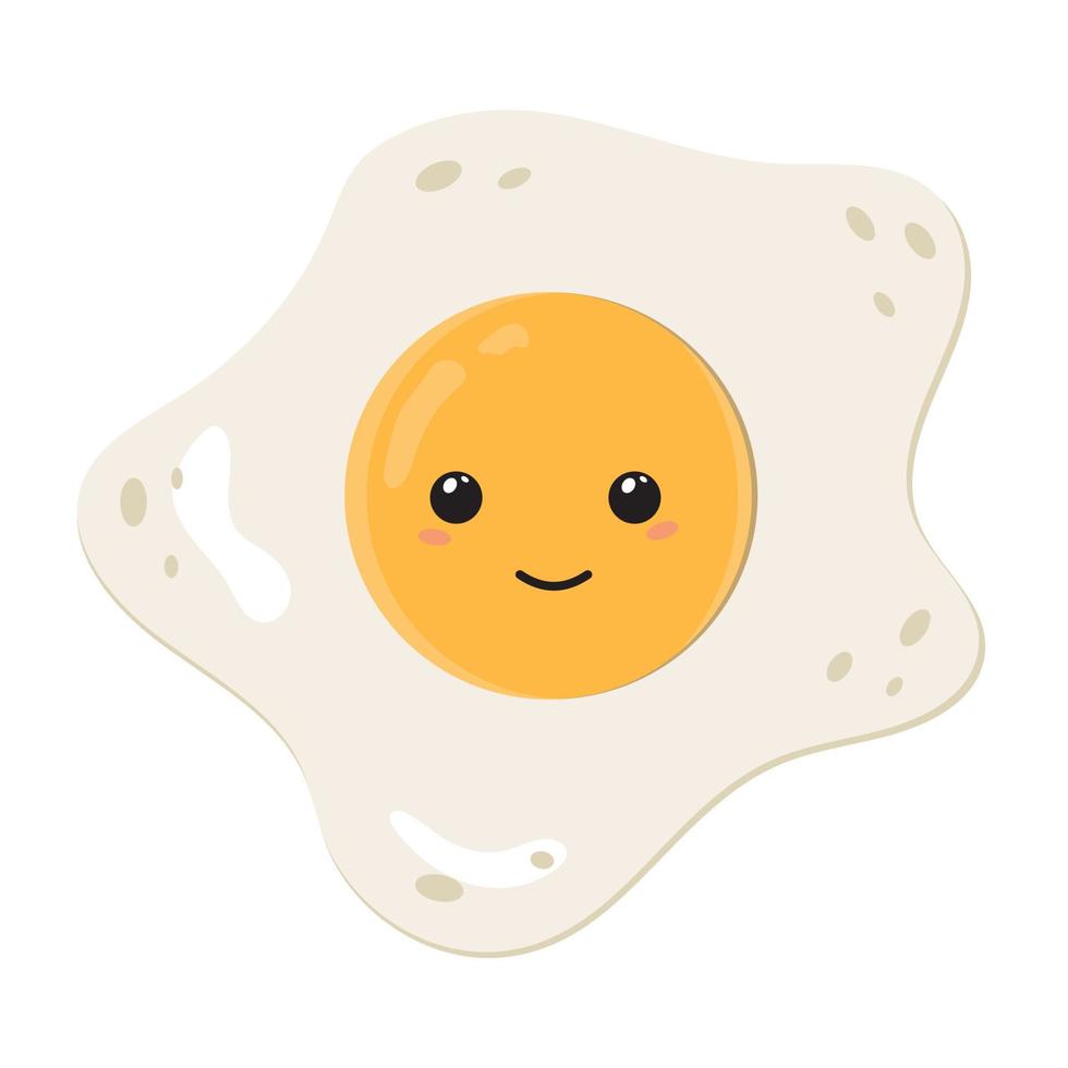 Cute character fried eggs. Color isolated Vector illustration of kawaii cartoon.