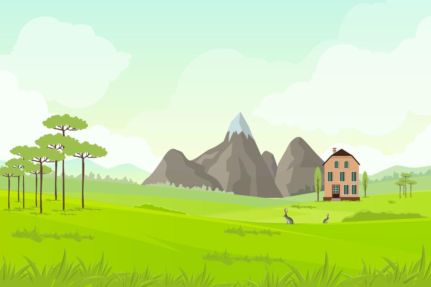 Greenland summer country landscape mountains village vector