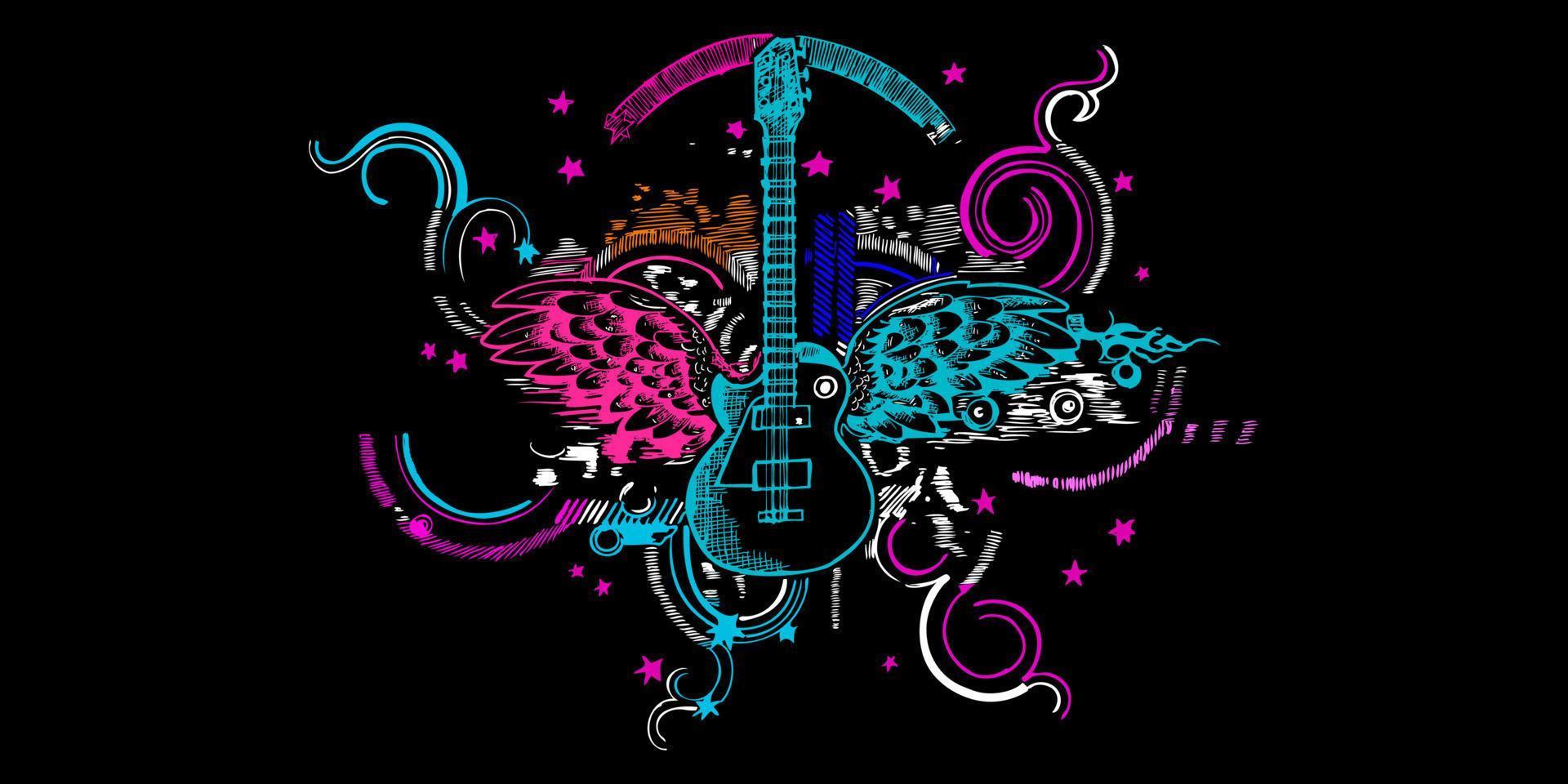 guitar vector colorful art