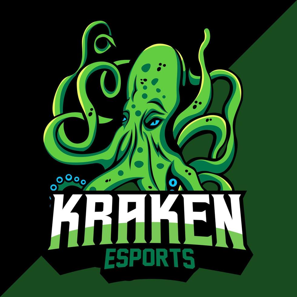 kraken esport logo mascot design vector