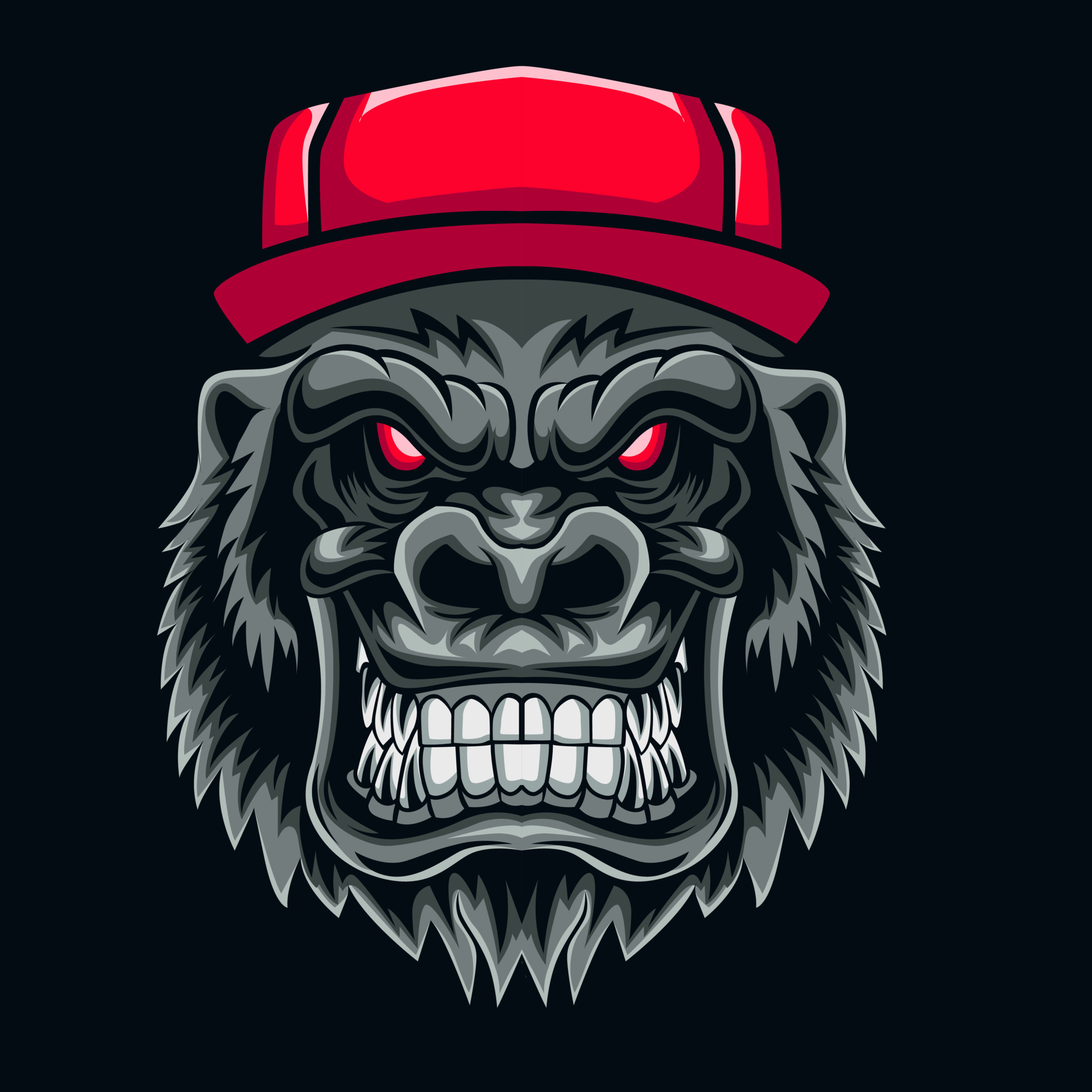 gorilla with red hat vector illustration 13022341 Vector Art at Vecteezy