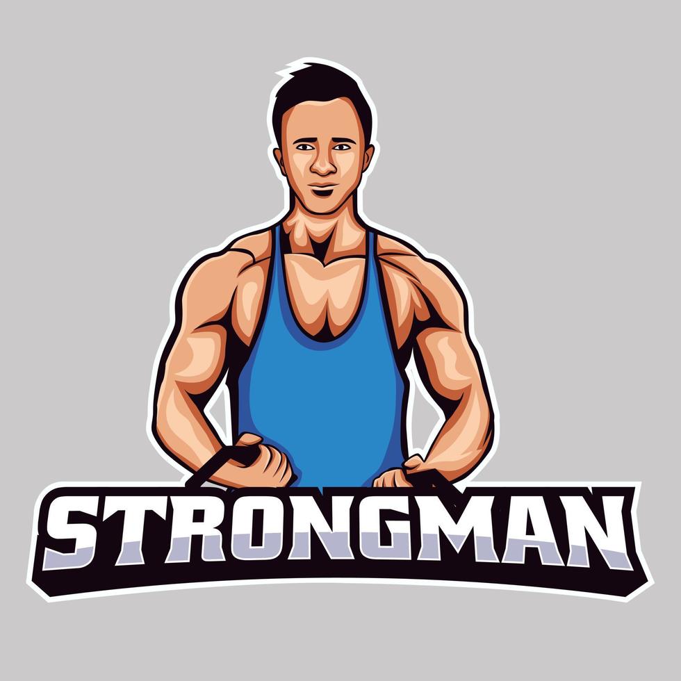 muscle man esport logo mascot design vector