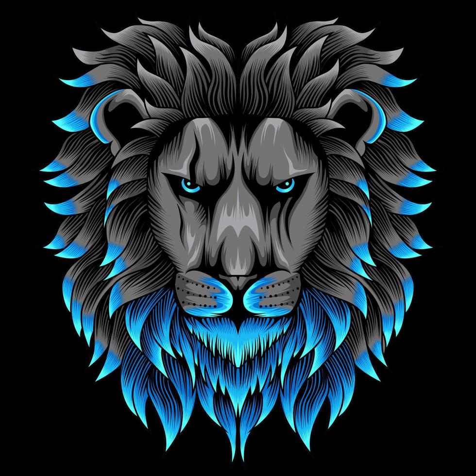 lion head illustration in neon color style vector
