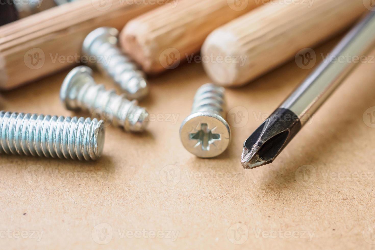 Assembly furniture tool kit with screw dowel and bolt 13022477 Stock