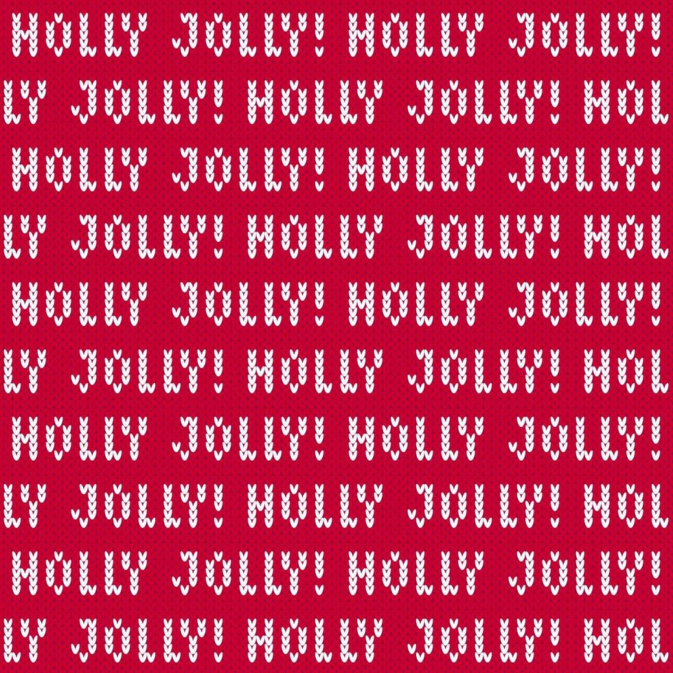 Red and white Christmas sweater lettering seamless pattern. vector