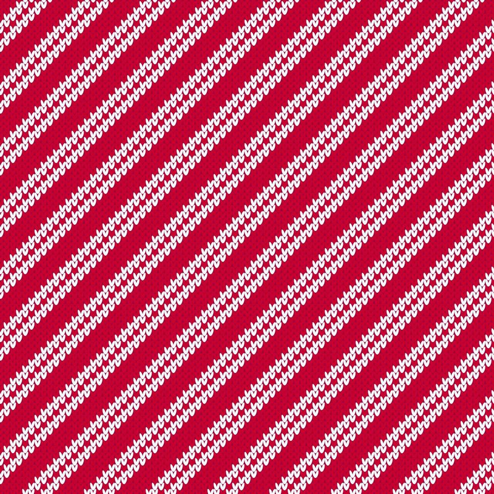 White knitted diagonal stripes on red background sweater seamless pattern. vector