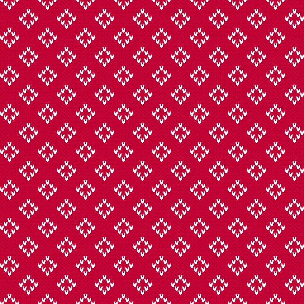 Red and white Christmas sweater Fair Isle style rhombus seamless pattern. vector