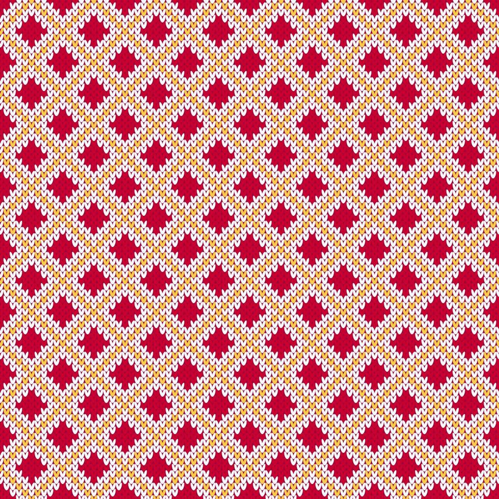 Red Christmas Fair Isle sweater seamless diamod pattern. vector
