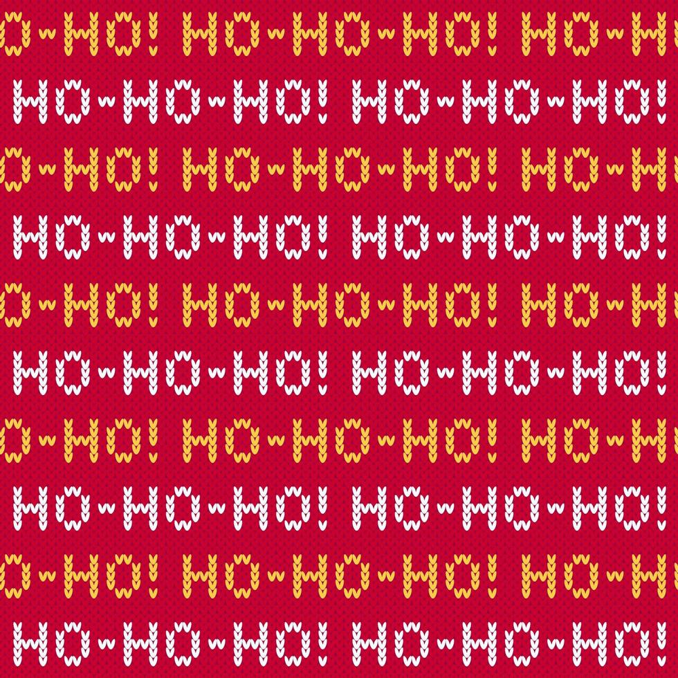 Christmas sweater ho-ho-ho lettering seamless pattern. vector