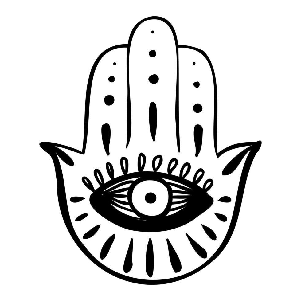 Hand drawn hamsa hand. Vector symbol yoga.