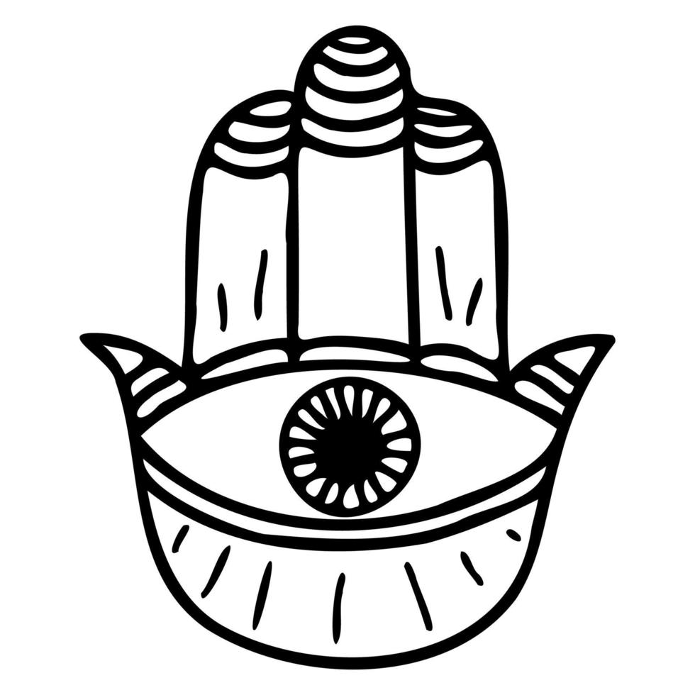 Hand drawn hamsa hand. Vector symbol yoga.