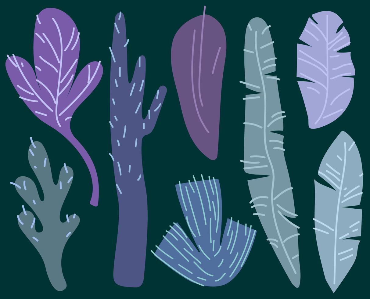 Vector leaves in doodle style for decorating backgrounds, etc.