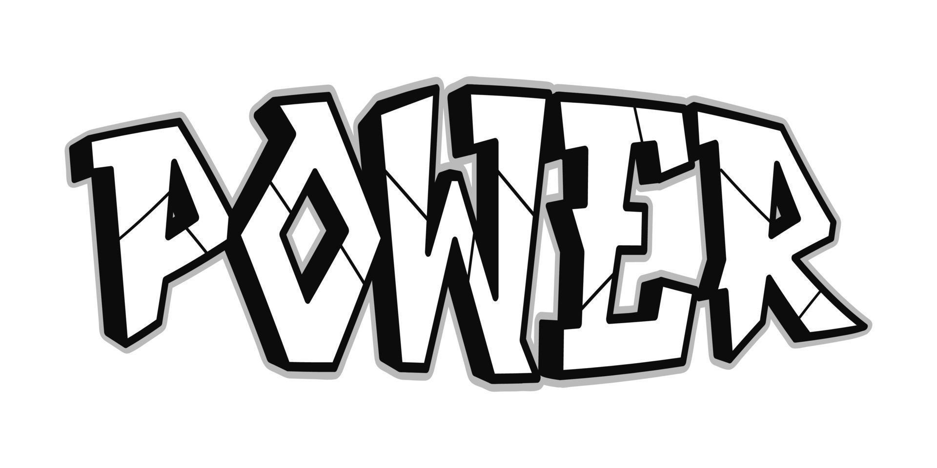 Power word graffiti style letters.Vector hand drawn doodle cartoon logo illustration. Funny cool Power letters, fashion, graffiti style print for t-shirt, poster concept vector