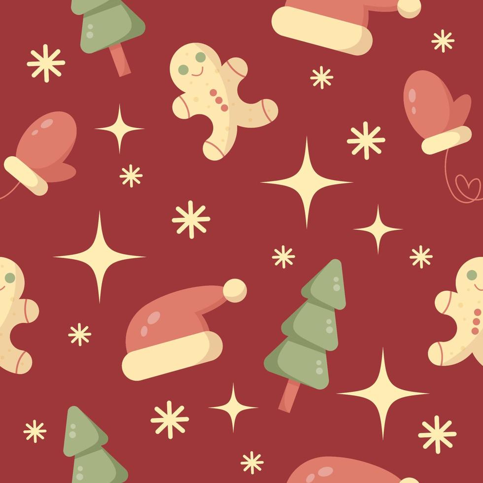 red festive seamless christmas pattern vector