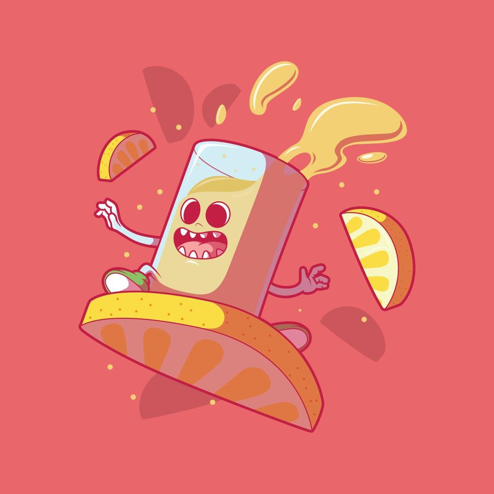 tiro de tequilla divirtiéndose ilustración vectorial. bebida, fiesta, concepto de diseño divertido. vector