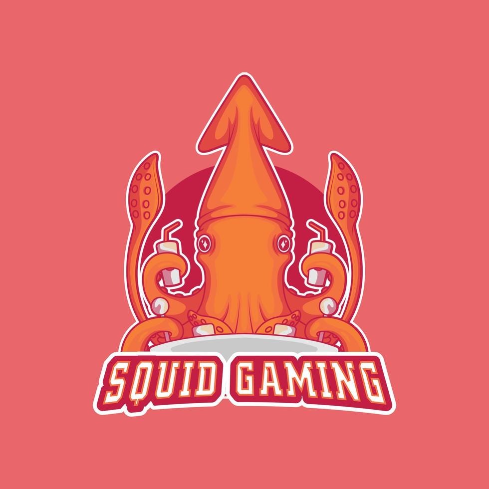 Gaming Squid character vector illustration. Technology, gamer, funny design concept.