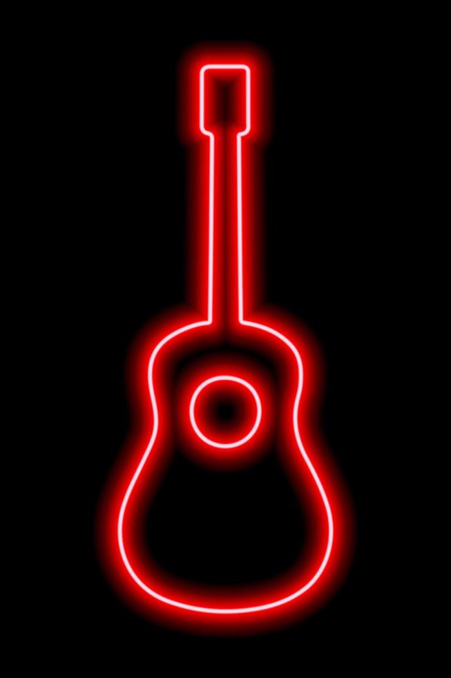 simple silueta de guitarra de neón rojo sobre un fondo negro vector