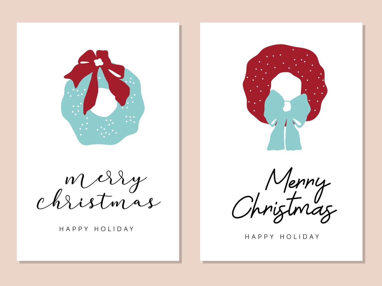 Merry Christmas and Happy New Year greeting cards. vector