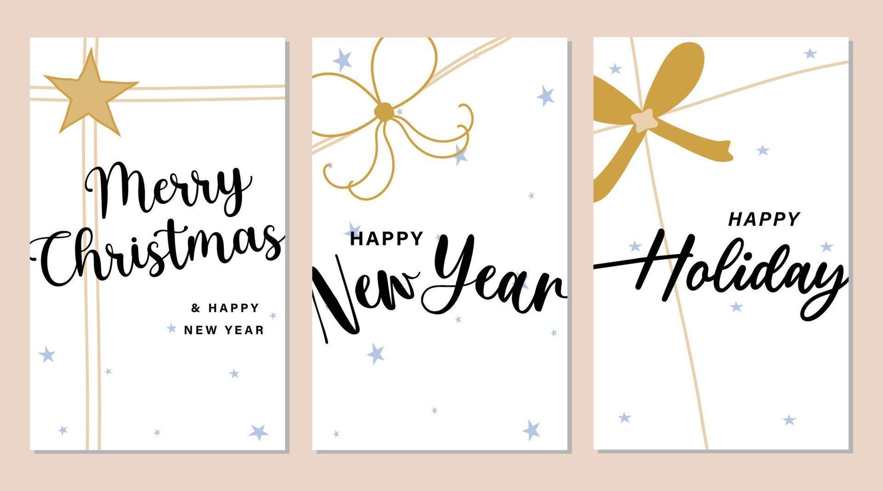 conjunto de tarjetas de feliz navidad y año nuevo, invitación. preparación para la celebración de navidad y año nuevo. vector