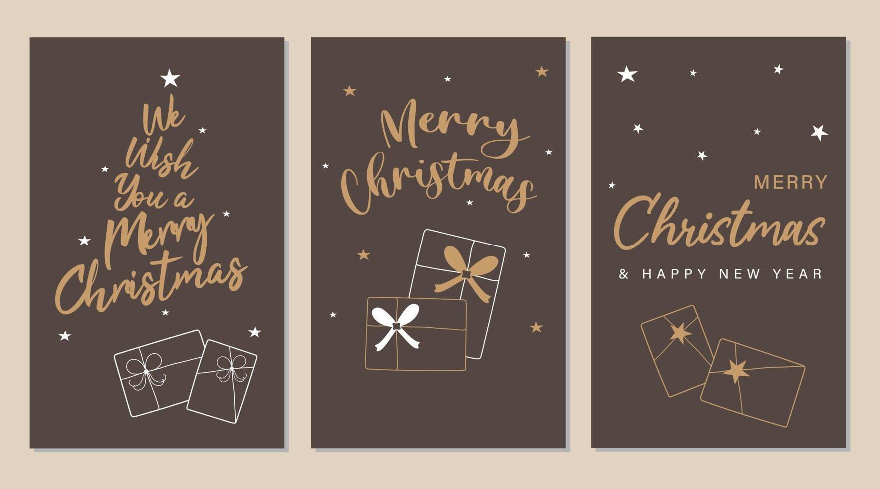 conjunto de tarjetas de feliz navidad y año nuevo, invitación. preparación para la celebración de navidad y año nuevo. vector