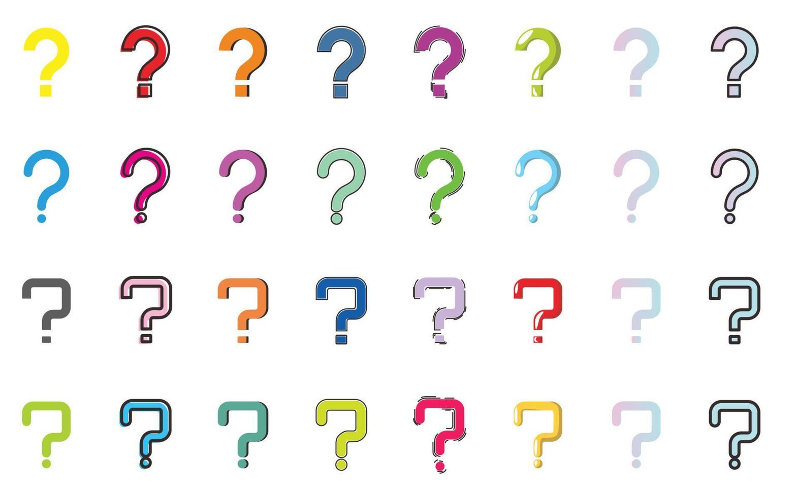 set question mark icon in different style vector illustration EPS10