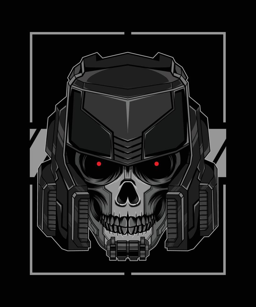 Robot Skull Head Illustration vector