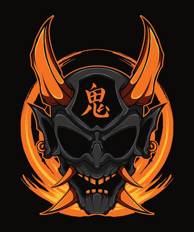 ilustración de máscara de demonio oni japonés vector