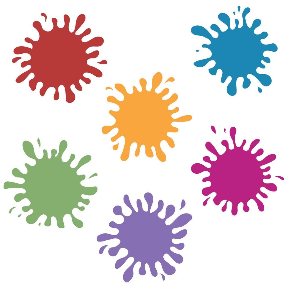 Multicolored splashes of paint, blots with drops, color isolated vector illustration. A set of paint splashes.