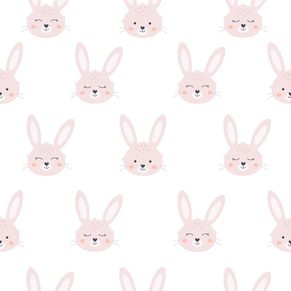 Cute white bunnies seamless pattern. Year of the Rabbit. Easter white bunny. Design for fabric, textile, wrapping paper vector