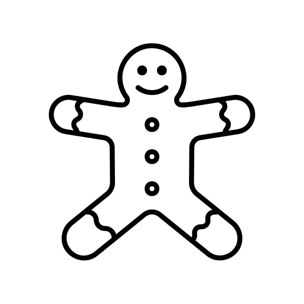 Gingerbread man icon in black outline style vector