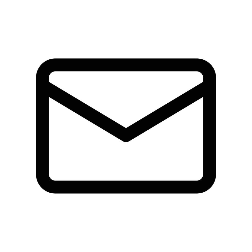 Email envelope icon to represent message or mail in black outline style vector