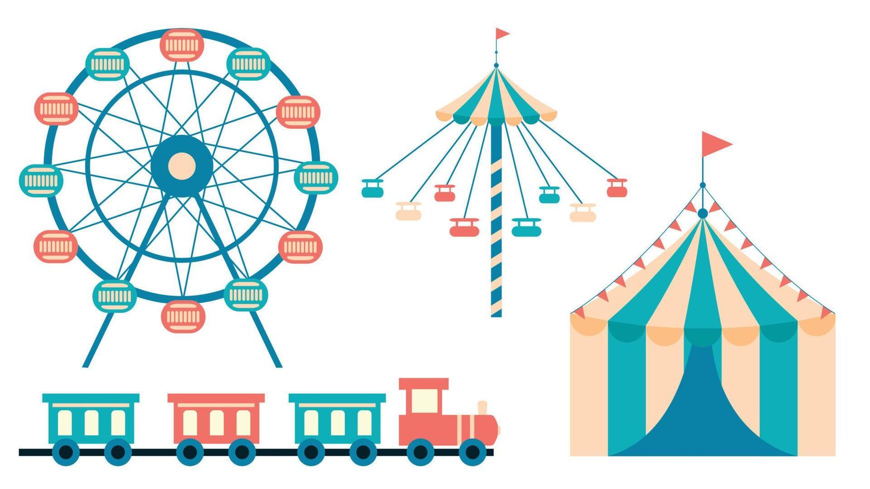 collection of elements entertainment park vector
