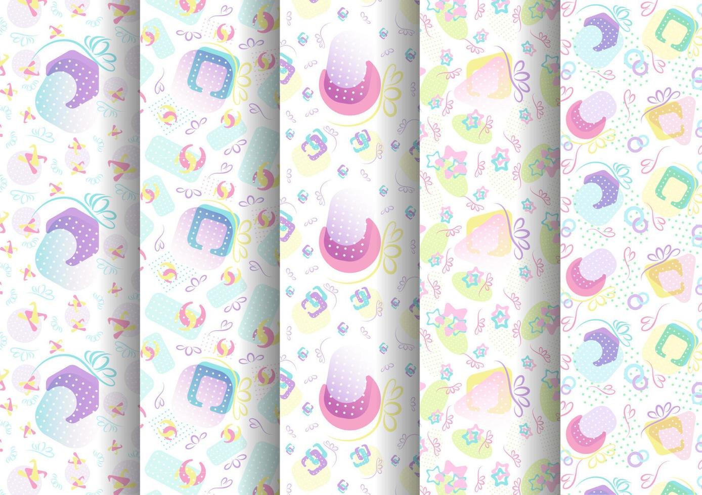 Set of Seamless Pattern Gift box sweet pastel , Vector illustration.
