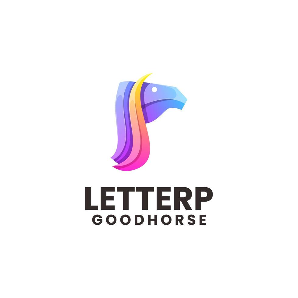 vector logo ilustración letra p caballo degradado estilo colorido
